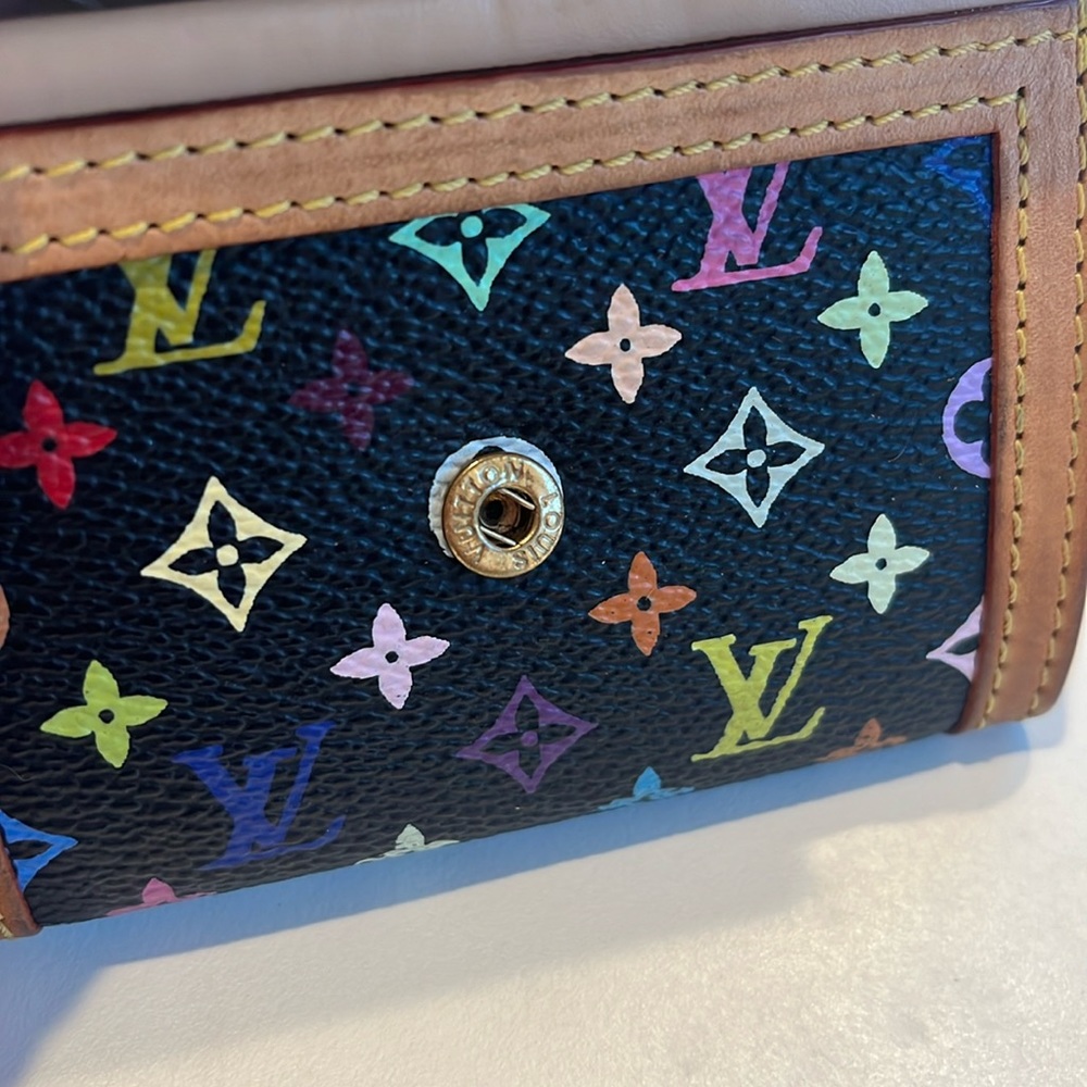 SOLD - Louis Vuitton Murakami Black Multicolor Porte Monnaie Plat Coin Purse - Picture 10 of 16